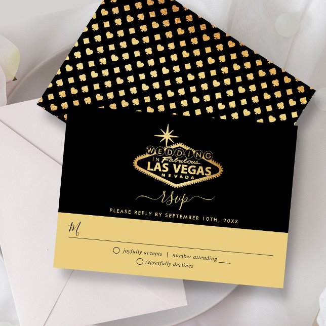 Tarjeta De Confirmación De Asistencia Elegante Boda de Destino de Las Vegas (Subido por el creador)