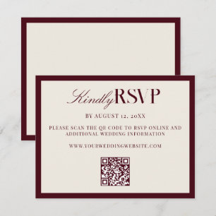 Tarjeta De Confirmación De Asistencia Elegante Boda de Dinero Antiguo Burgundy