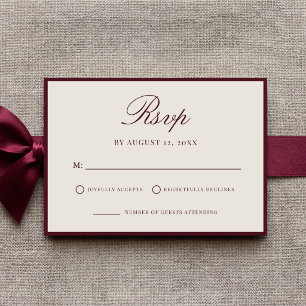 Tarjeta De Confirmación De Asistencia Elegante Boda de Dinero Antiguo Burgundy