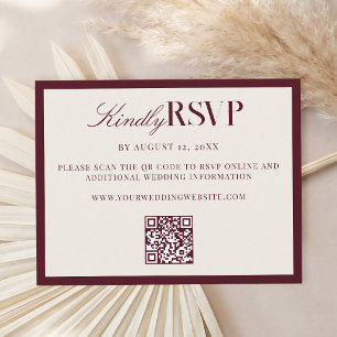 Tarjeta De Confirmación De Asistencia Elegante Boda de Dinero Antiguo Burgundy