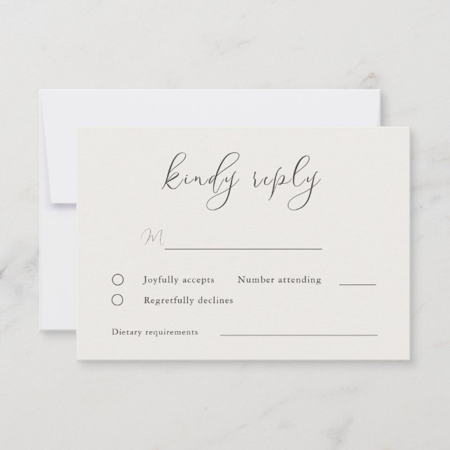 Tarjeta De Confirmación De Asistencia Elegante Boda de escritura griega (Anverso)