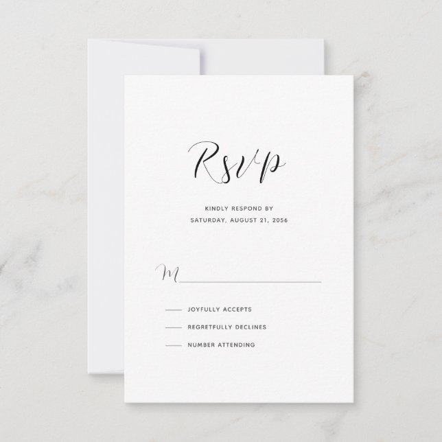 Tarjeta De Confirmación De Asistencia Elegante Boda de escritura moderna (Anverso)