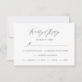 Tarjeta De Confirmación De Asistencia Elegante Boda de escritura moderna en blanco negro