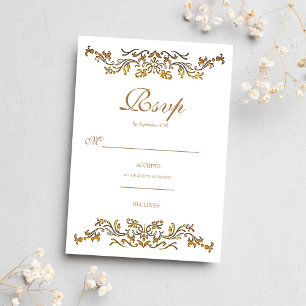 Tarjeta De Confirmación De Asistencia Elegante Boda de estilo Rococo Vintage