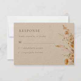 Tarjeta De Confirmación De Asistencia Elegante Boda de Fall Wildflowers Kraft
