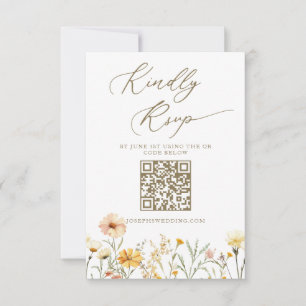 Tarjeta De Confirmación De Asistencia Elegante Boda de flores silvestres color amarillo