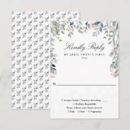 Tarjeta De Confirmación De Asistencia Elegante Boda de flores silvestres floridas de veg