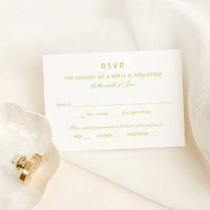 Tarjeta De Confirmación De Asistencia Elegante Boda de glamour de oro vintage