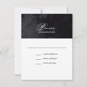 Tarjeta De Confirmación De Asistencia Elegante Boda de Gótico negro con escritura simple