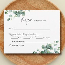Tarjeta De Confirmación De Asistencia Elegante boda de guión Eucalyptus Greenery