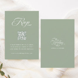 Tarjeta De Confirmación De Asistencia Elegante Boda de guiones Delicados Sage Green