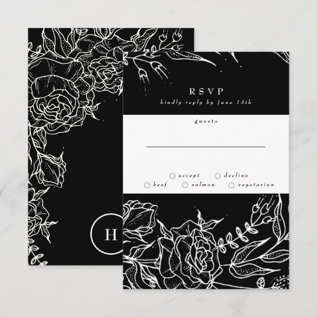 Tarjeta De Confirmación De Asistencia Elegante Boda de guirnalda blanca brillante de col (Anverso / Reverso)