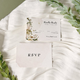 Tarjeta De Confirmación De Asistencia Elegante Boda de guirnaldas florales secas