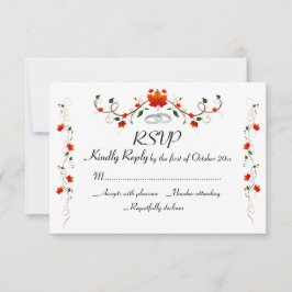 Tarjeta De Confirmación De Asistencia Elegante Boda de hojas de otoño