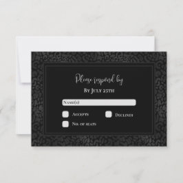 Tarjeta De Confirmación De Asistencia Elegante Boda de impresión de leopardo negro