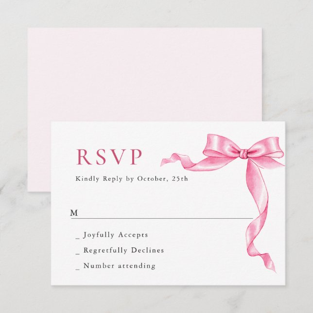 Tarjeta De Confirmación De Asistencia Elegante Boda de inclinación suave y rosa (Anverso / Reverso)