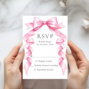 Tarjeta De Confirmación De Asistencia Elegante Boda de inclinación suave y rosa