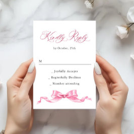 Tarjeta De Confirmación De Asistencia Elegante Boda de inclinación suave y rosa