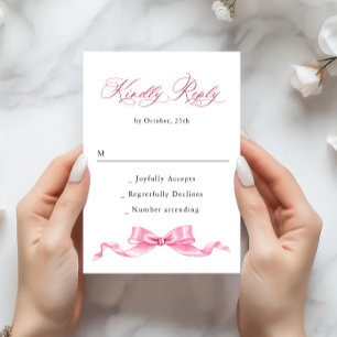 Tarjeta De Confirmación De Asistencia Elegante Boda de inclinación suave y rosa
