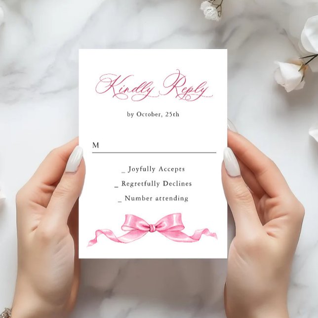 Tarjeta De Confirmación De Asistencia Elegante Boda de inclinación suave y rosa (Subido por el creador)