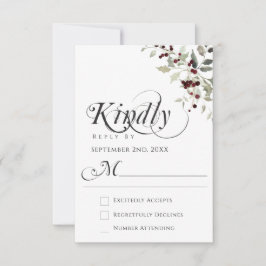 Tarjeta De Confirmación De Asistencia Elegante Boda de Invierno con Escritura Caligráfic