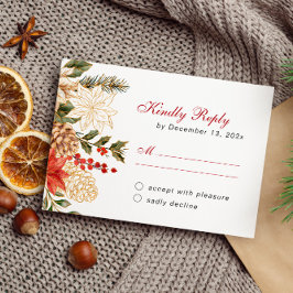 Tarjeta De Confirmación De Asistencia Elegante Boda de Invierno de Flores