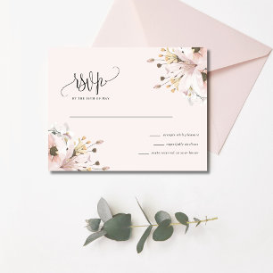 Tarjeta De Confirmación De Asistencia Elegante Boda de Jardín Floral Rosa