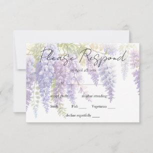 Tarjeta De Confirmación De Asistencia Elegante boda de la glicinia de color azul violeta