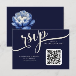 Tarjeta De Confirmación De Asistencia Elegante Boda de la Marina Azul y el Tulipán Crema