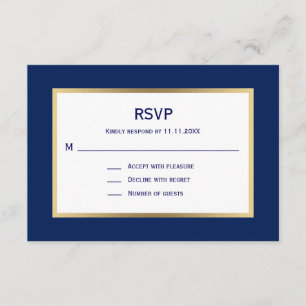 Tarjeta De Confirmación De Asistencia Elegante Boda de la Marina Náutica Azul blanco RSV