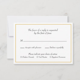 Tarjeta De Confirmación De Asistencia Elegante Boda de la selección de la comida del bor