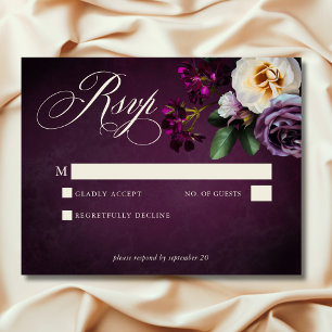 Tarjeta De Confirmación De Asistencia Elegante Boda de Lavanda y escritura floral de Bor