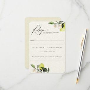 Tarjeta De Confirmación De Asistencia Elegante Boda De Lemones Botánicos Alergia Aliment
