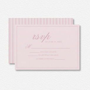 Tarjeta De Confirmación De Asistencia Elegante Boda de líneas rosadas