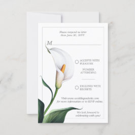 Tarjeta De Confirmación De Asistencia Elegante Boda de Lirio de Calla Blanca de Marfil