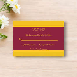 Tarjeta De Confirmación De Asistencia Elegante Boda de Lujo Moderna Burgundy y Dorado