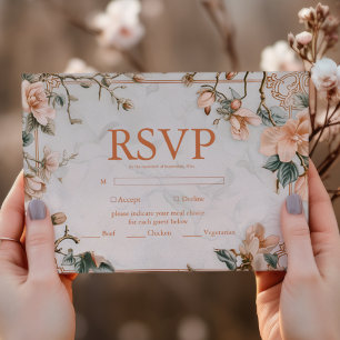 Tarjeta De Confirmación De Asistencia Elegante Boda de marco de vintage floral