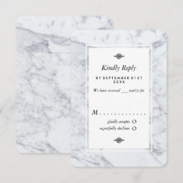 Tarjeta De Confirmación De Asistencia Elegante Boda de Mármol Vintage
