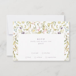 Tarjeta De Confirmación De Asistencia Elegante Boda de Micro Spring Botanical Florals
