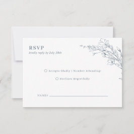 Tarjeta De Confirmación De Asistencia Elegante Boda de Monograma Azure Ivory Floral Wrea