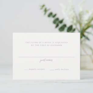 Tarjeta De Confirmación De Asistencia Elegante Boda de Monograma de Guión Lilac