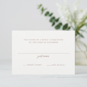 Tarjeta De Confirmación De Asistencia Elegante Boda de Monograma Earthy Neutral Script