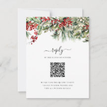 Elegante Boda de Navidad de Invierno con Código QR