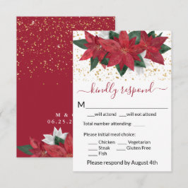 Tarjeta De Confirmación De Asistencia Elegante Boda de Navidades de Poinsettia