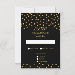 Tarjeta De Confirmación De Asistencia Elegante Boda de Oro Negro