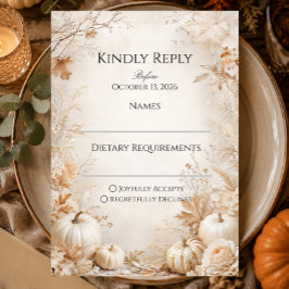 Tarjeta De Confirmación De Asistencia Elegante Boda de Otoño con Calabaza