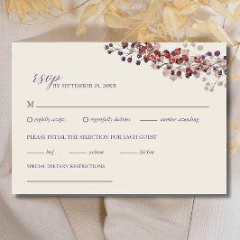 Tarjeta De Confirmación De Asistencia Elegante Boda de otoño de Lavender