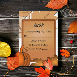 Tarjeta De Confirmación De Asistencia Elegante Boda de otoño de otoño de hojas de calaba