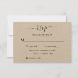 Tarjeta De Confirmación De Asistencia Elegante Boda de papel Kraft
