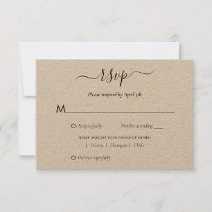 Tarjeta De Confirmación De Asistencia Elegante Boda de papel Kraft